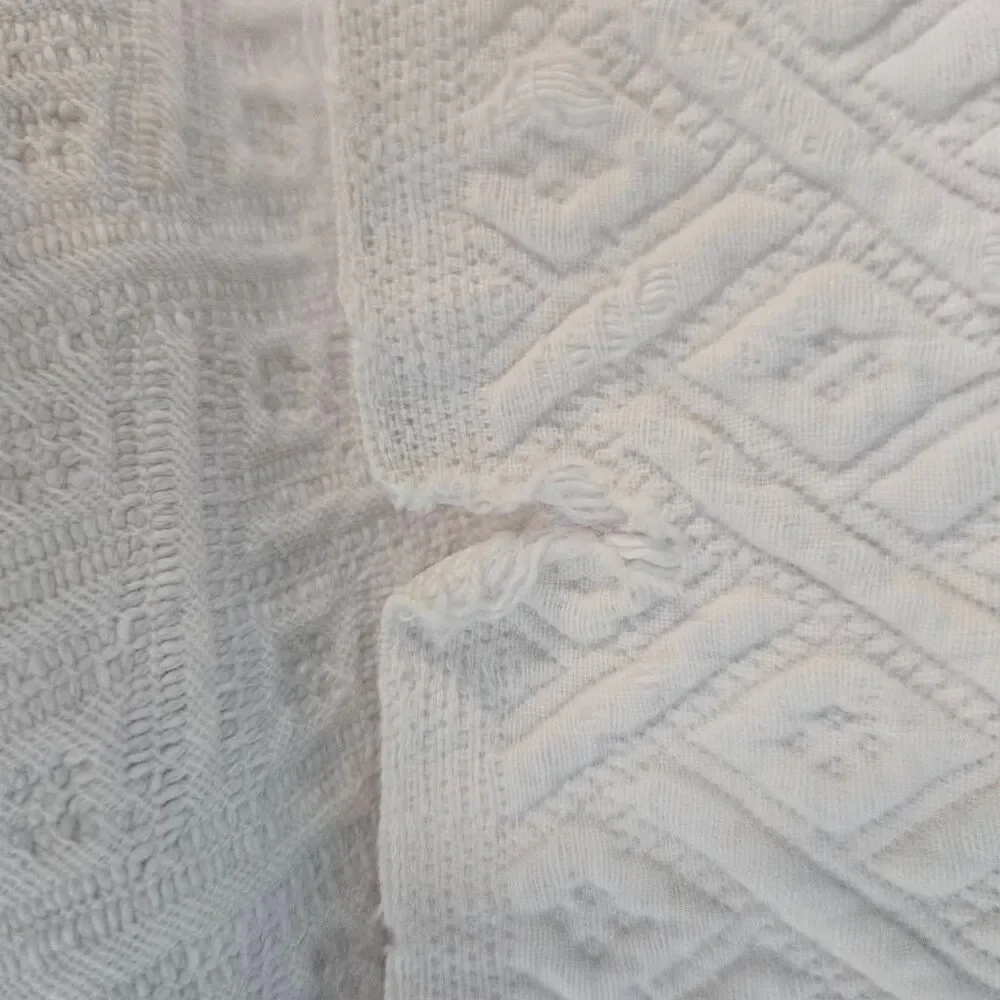 Antique white quilted coverlet. 80X78. Cottagecore, grannycore.